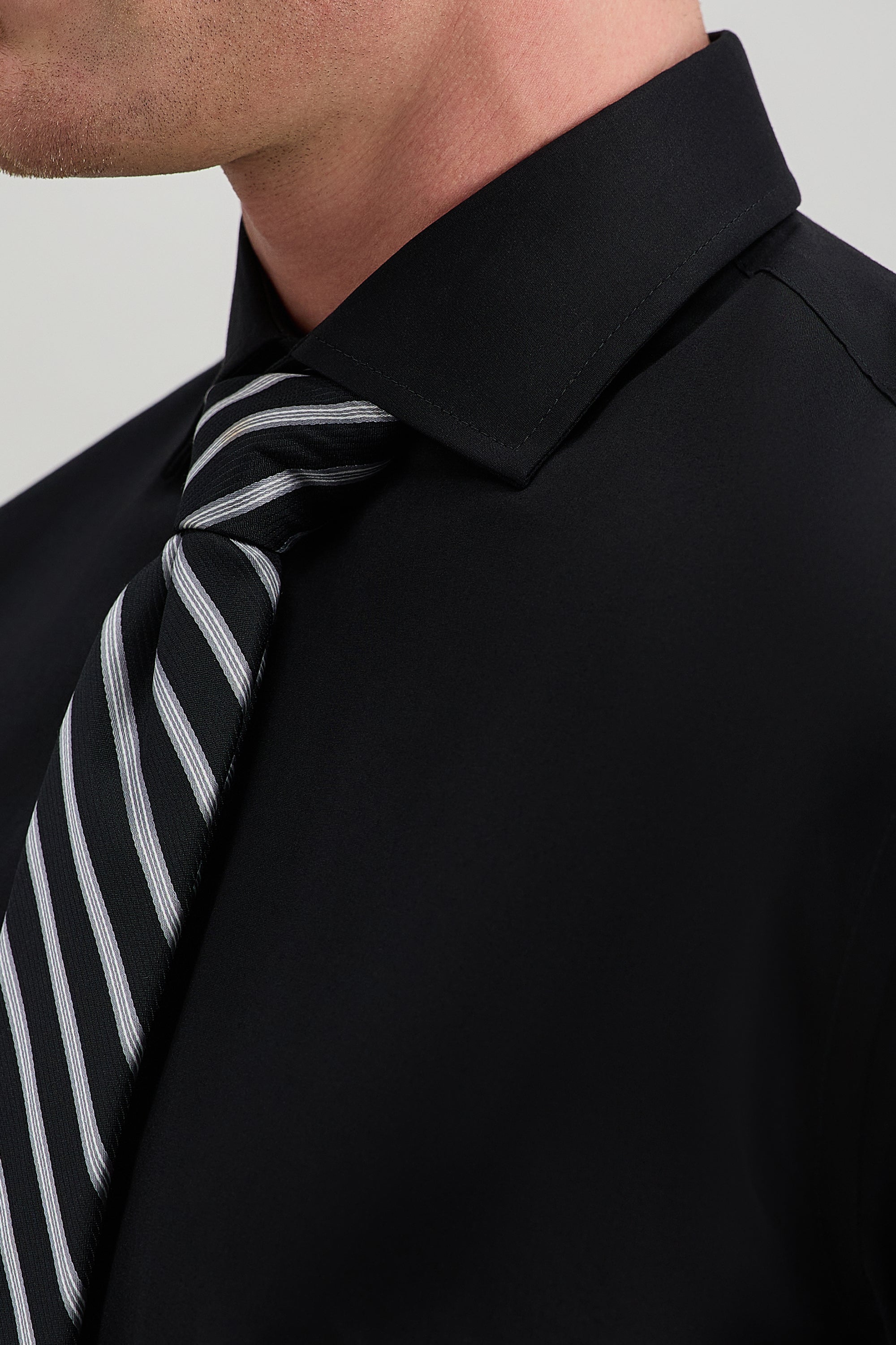 Wrinkle Free Slim Fit Dress Shirt - color_black#color_black