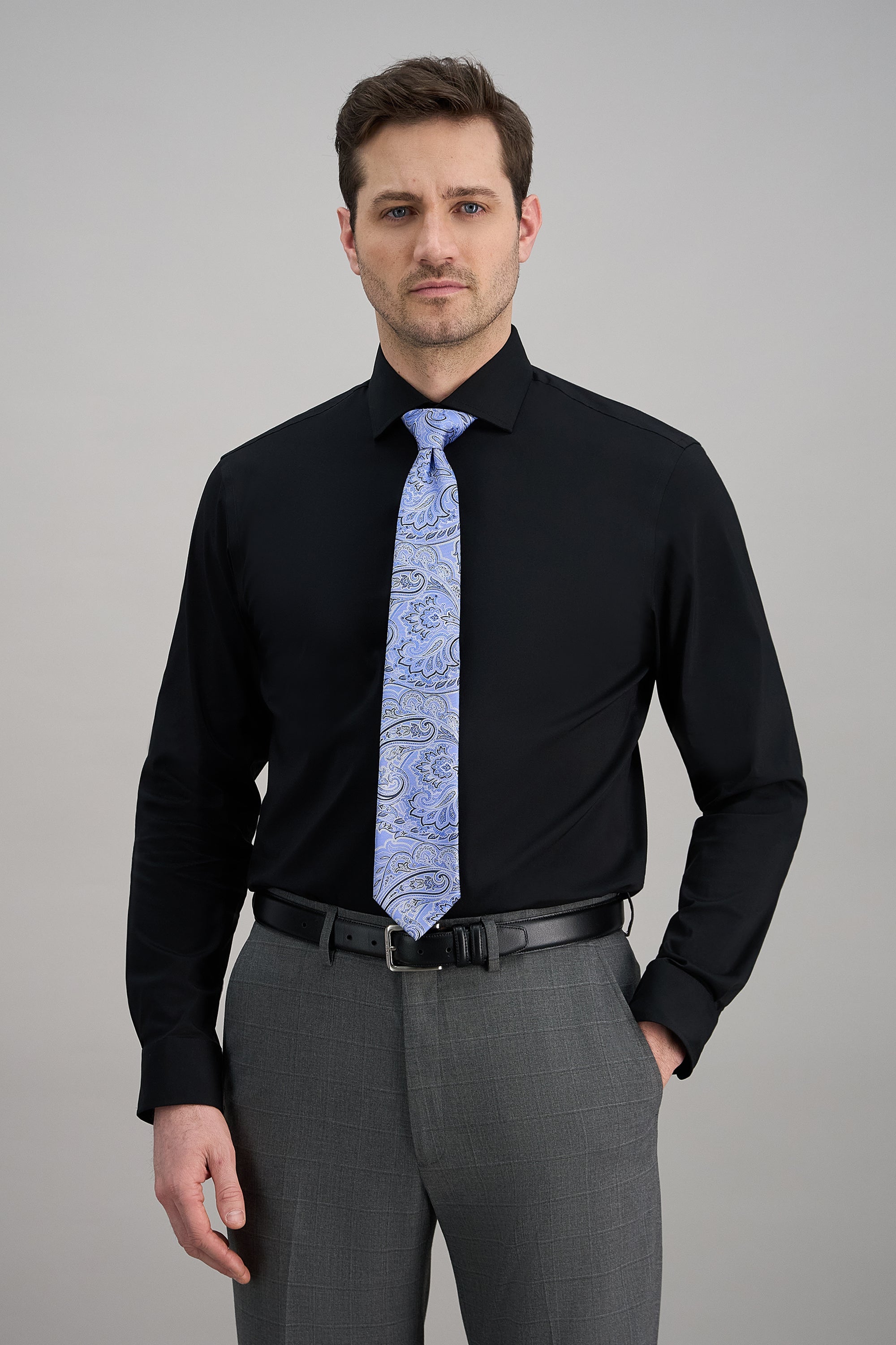 Wrinkle Free Classic Fit Dress Shirt -  color_black#color_black