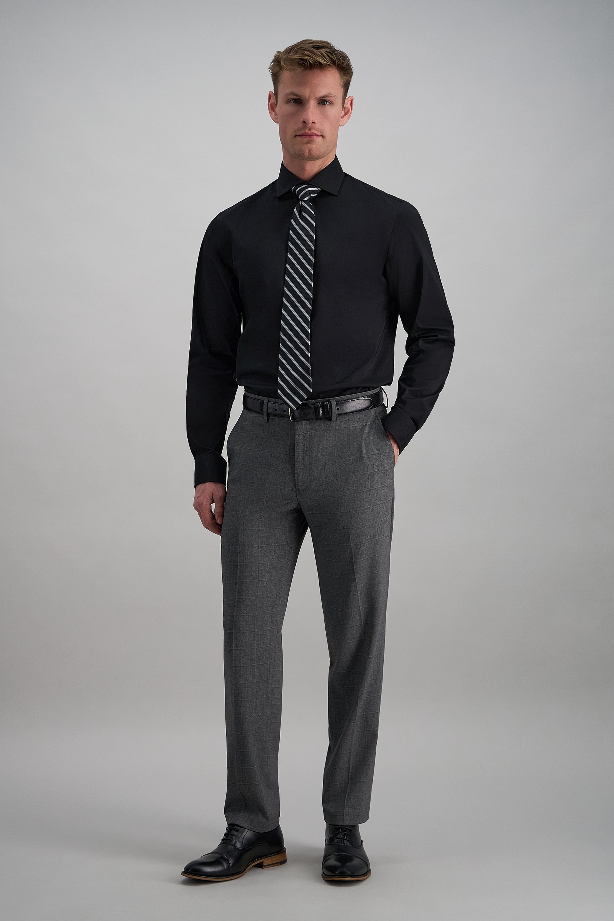 Wrinkle Free Slim Fit Dress Shirt -  color_black#color_black